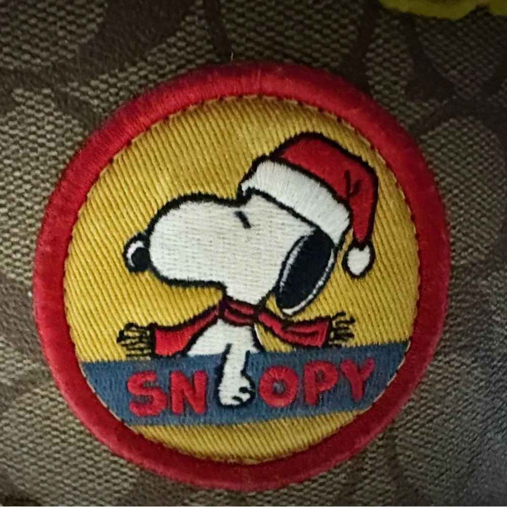 Coach Peanuts Snoopy Backpack Leather Backpack with Cartoon Patches - Picture 12 of 16